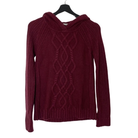 Athleta 100% Merino Extra Fine Wool Hoodie Cable Knit Sweater, Size XS - Picture 1 of 10